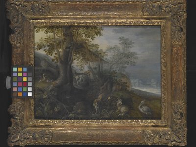 Paisagem com Animais (óleo sobre madeira) de Roelandt Jacobsz. Savery