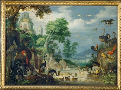 Paisagem com pássaros (pintura sobre cobre) de Roelandt Jacobsz. Savery