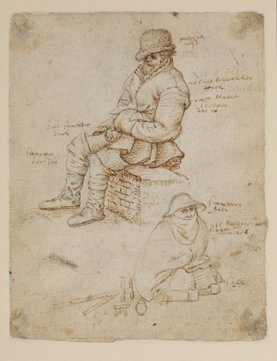 Duas figuras sentadas (verso) de Roelandt Jacobsz. Savery