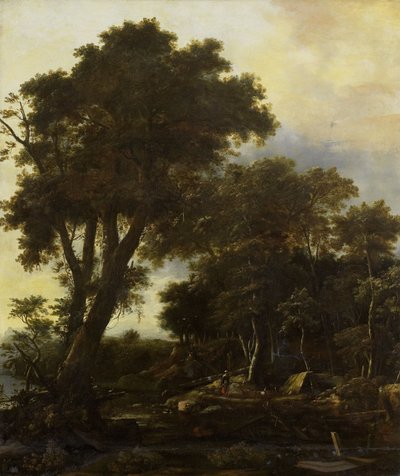 Paisagem florestal com telheiro de Roelandt Roghman