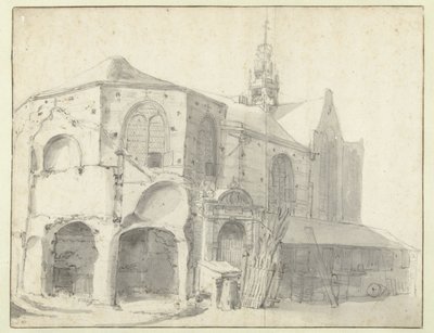 Vista do Jeruzalemkapel e do Sint Olofskapel, Amsterdão de Roelant Roghman (attributed to)