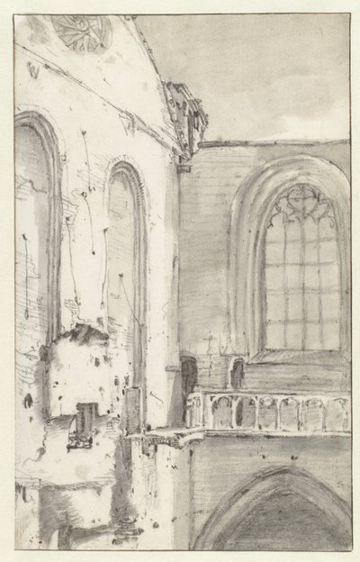 Vista do transepto do Nieuwe Kerk, Amsterdã, após o incêndio de 1645 de Roelant Roghman (attributed to)