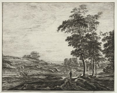Seis vistas no Bosque de Haia: Placa 3, Camponês visto de trás de Roelant Roghman