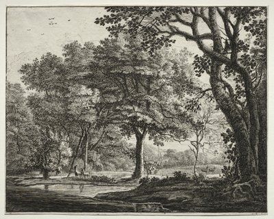 Seis vistas no Bosque de Haia: Placa 6, Dois Cervos de Roelant Roghman
