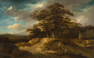 Viajantes à beira de uma aldeia, 1680. de Roelof Van Vries
