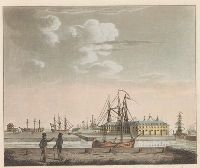 Estaleiro naval Willemsoord, c. 1825
Vista de Willemsoord sobre o herdeiro - perto da Nieuwendiep, e a entrada do Grande Canal da Holanda do Norte / Vue de Willemsoord au holder prês du Nieuwendiep, et L