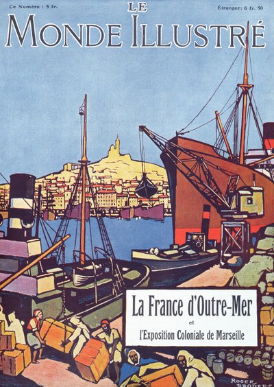 Capa de uma edição especial do "Le Monde Illustre" sobre a Exposição Internacional Ultramarina em Marselha em 1922 (litografia a cores) de Roger Broders