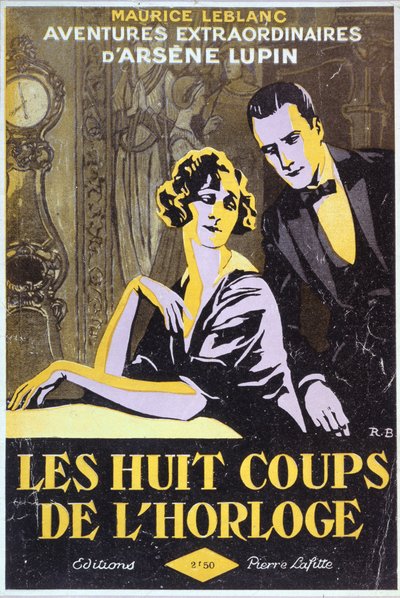 Capa de "As Doze Pancadas do Relógio" de "As Aventuras Extraordinárias de Arsénio Lupin" de Maurice Leblanc (1864-1941) de Roger Broders