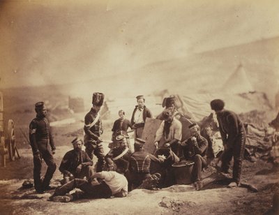 Casa de Culinária do dia 8 (Irlandês Real do Rei) Dragões de Luz (Hussars) de um álbum de 52 fotografias associadas à Guerra da Crimeia, 1855 de Roger Fenton