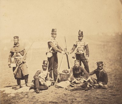 Infantaria inglesa a empilhar espingardas de Roger Fenton