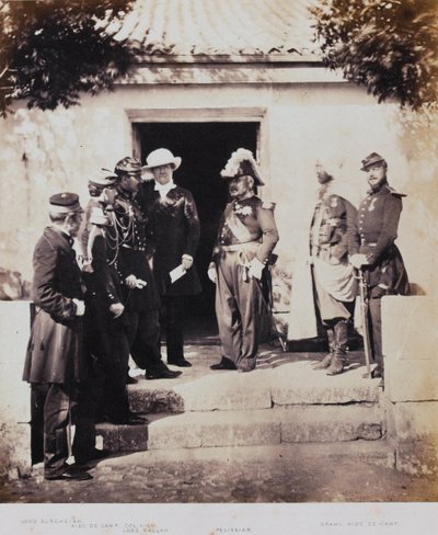 Grupo na sede, de um álbum de 52 fotografias associadas à Guerra da Criméia, 1855 de Roger Fenton