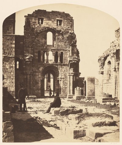 Interior, priorado de Lindisfarne, extremidade oeste de Roger Fenton