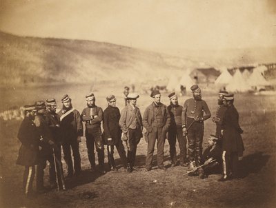 Major Burton e oficiais do 5.º Regimento de Guardas Dragões de Roger Fenton