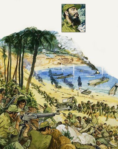 A Tragic Blunder, The Bay of Pigs Invasion (guache sobre papel) de Roger Payne