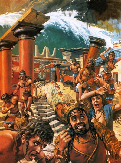 Um maremoto a devastar uma cidade em Creta no século XV a.C. de Roger Payne