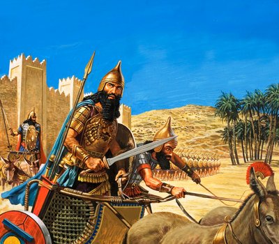 O rei Hammurabi parte para a guerra, com o seu carro puxado por jumentos de uma raça particularmente resistente de Roger Payne