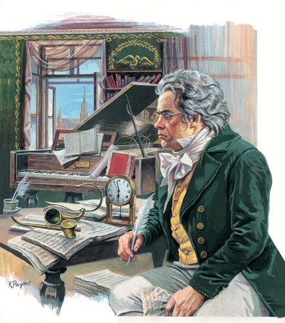 Ludwig van Beethoven (1770-1827) (guache sobre papel) de Roger Payne