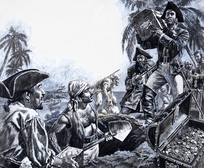 Pirate Gold, de "Os caçadores de tesouros" (guache sobre papel) de Roger Payne