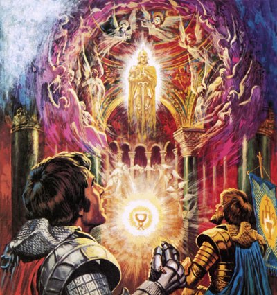 Sir Percival e Sir Bors testemunham o desaparecimento do Santo Graal de Roger Payne