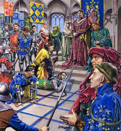 Os homens que governaram a Borgonha, de "Dynasties of Destiny" (guache sobre papel) de Roger Payne