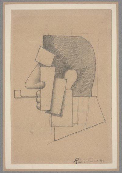 Cabeça Cubista, c.1915-20 (lápis sobre papel) de Roger de La Fresnaye