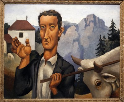 O veado. Pintura de Roger de La Fresnaye (1885-1925), óleo sobre madeira de Roger de La Fresnaye