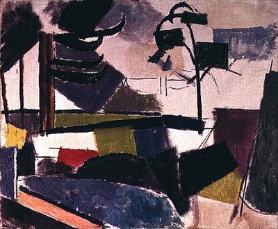 Paisagem inacabada com ramos de árvores de Roger de La Fresnaye