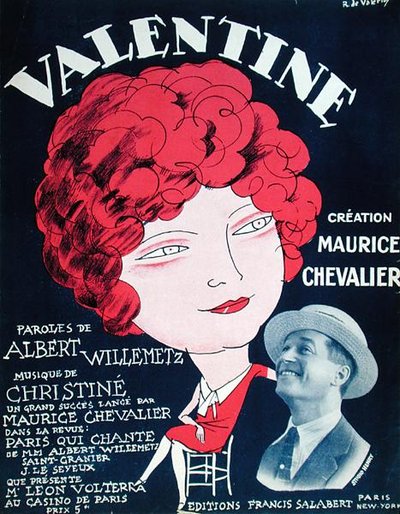 Capa de uma partitura para a famosa canção "Valentine de Roger de Valerio