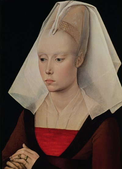 Retrato de uma senhora, c.1450-60 (óleo sobre painel de carvalho) de Rogier van der (workshop of) Weyden