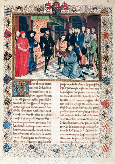 Apresentação das Crónicas de Hainaut ao Duque de Borgonha Philippe o Bom (1396-1467) por Jean Wauquelin de Rogier van der Weyden
