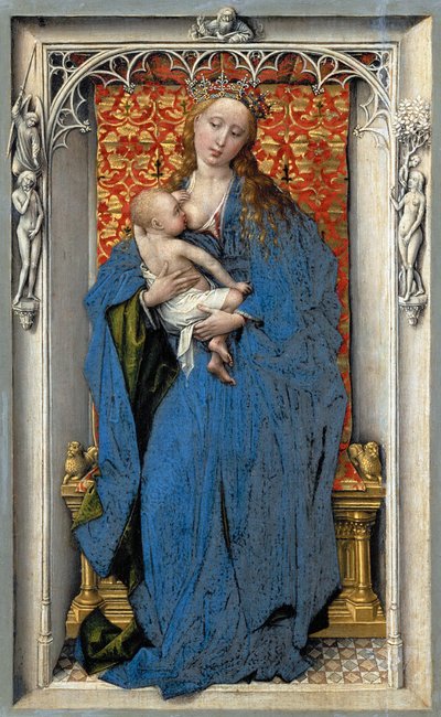 Virgem e criança - Rogier van der Weyden (c. 1399-1464). Óleo sobre madeira, c. 1430 ou c. 1451. Dimensão : 18,9x12,1 cm. Museu de História de Arte, Vienne de Rogier van der Weyden