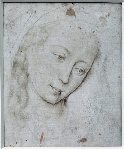 A cabeça da Virgem. Desenho de Rogier (Roger) Van Der Weyden (1400-1464) Ec. Flam. de Rogier van der Weyden