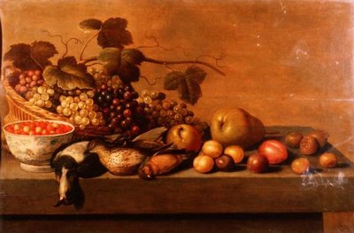 Natureza Morta de Frutas e Aves de Caça de Roloef (circle of) Koets