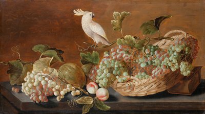 Ainda vida com papagaio, c.1640 de Roloef Koets