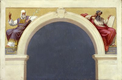 Esboço para a igreja de Saint-François-Xavier: Moisés e Aarão, entre 1874 e 1876 (óleo sobre tela) de Romain Cazes