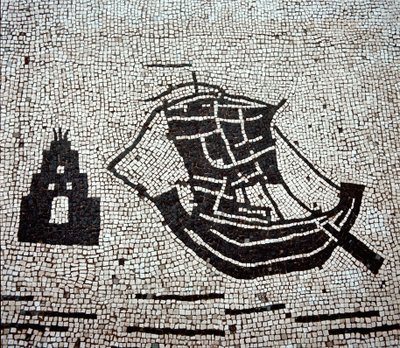 Um navio no porto de Óstia (mosaico de Roman