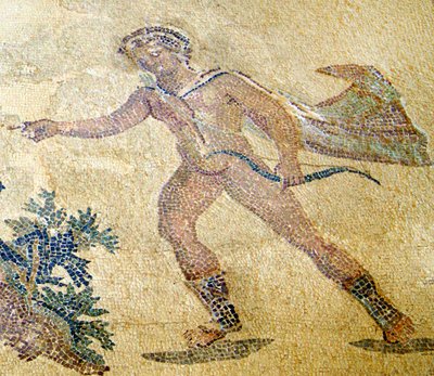 Apolo e Daphne, detalhe de Apolo, casa de Dionísio, Paphos, Chipre mosaico de Roman