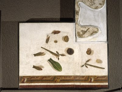 "Asarotos" (Floor unswept) Fragmentos de mosaico assinado por Harakliton de Roma, século II d.C., Roma de Roman