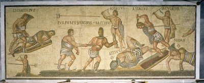 Batalha entre gladiadores, 320 dC (mosaico) de Roman