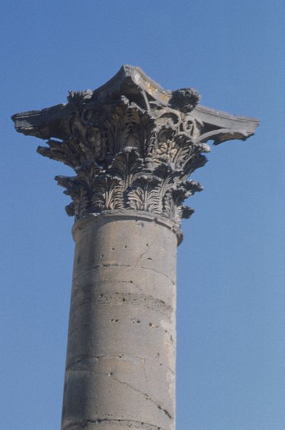 Coluna com uma capital coríntia do ninfeu, romano, século II de Roman