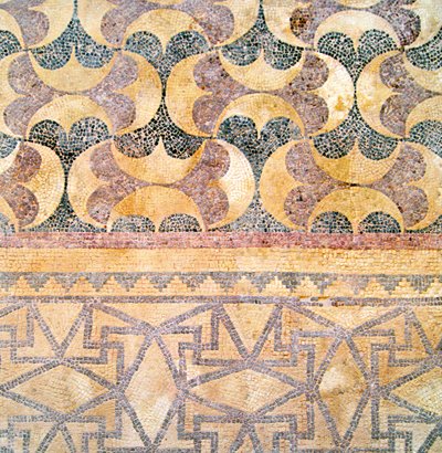 Detalhe, de, Geometric, tilework, casa, de, Theseus, paphos, chipre, mosaico de Roman