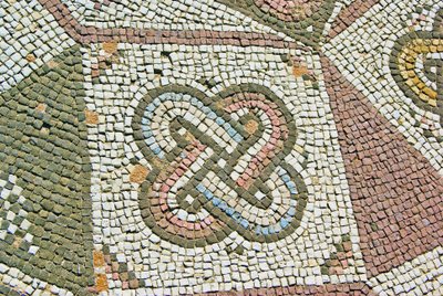 Detalhe, de, um, Gordian, nó, casa, de, Theseus, paphos, chipre, mosaico de Roman
