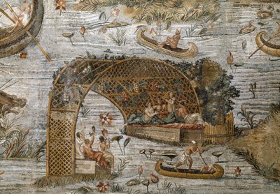 Detalhe do mosaico nilótico de Preneste (Palestrina) do santuário da divindade da Primogênita da Fortuna, 80 aC de Roman