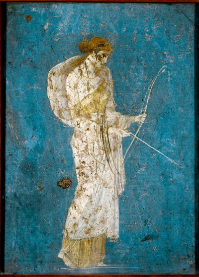 Diana com seu arco e flecha - Afresco romano de Roman