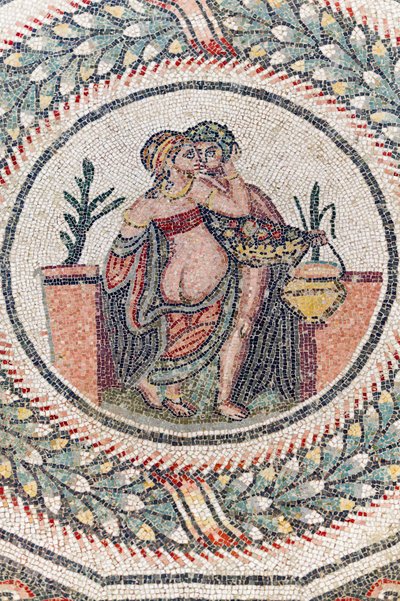 Eros e Psique. Século III - IV. Villa romana de Casale, Sicília (mosaico) de Roman