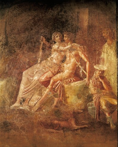Fresco representando Ares e Afrodite, Casa do Citarrista, Pompéia, Itália (mosaico) de Roman