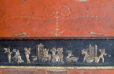 Frisos representando cupidos, Casa de Vettii, Pompeia (Lista do Património Mundial da Unesco) de Roman