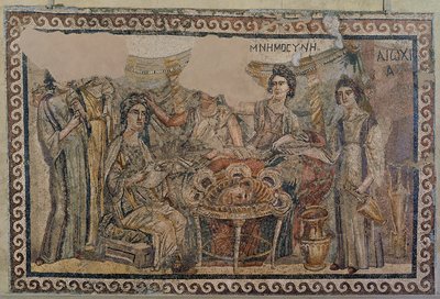 Simpósio funerário, da necrópole de Antioquia, final do século IV DC (mosaico) (ver também 3929775) de Roman