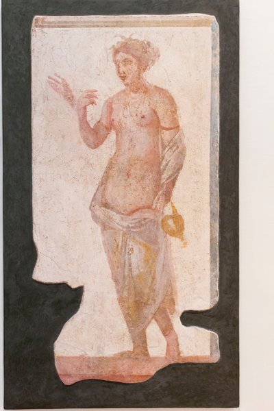Rapariga com uma caixa, colecção Pallavicini Rospigliosi, cerca de 200 d.C., inv 103420 (fresco) de Roman