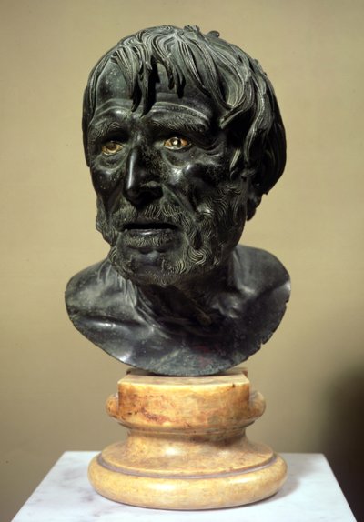 Chefe de Seneca (c.4 BC-65 AD) (bronze) de Roman